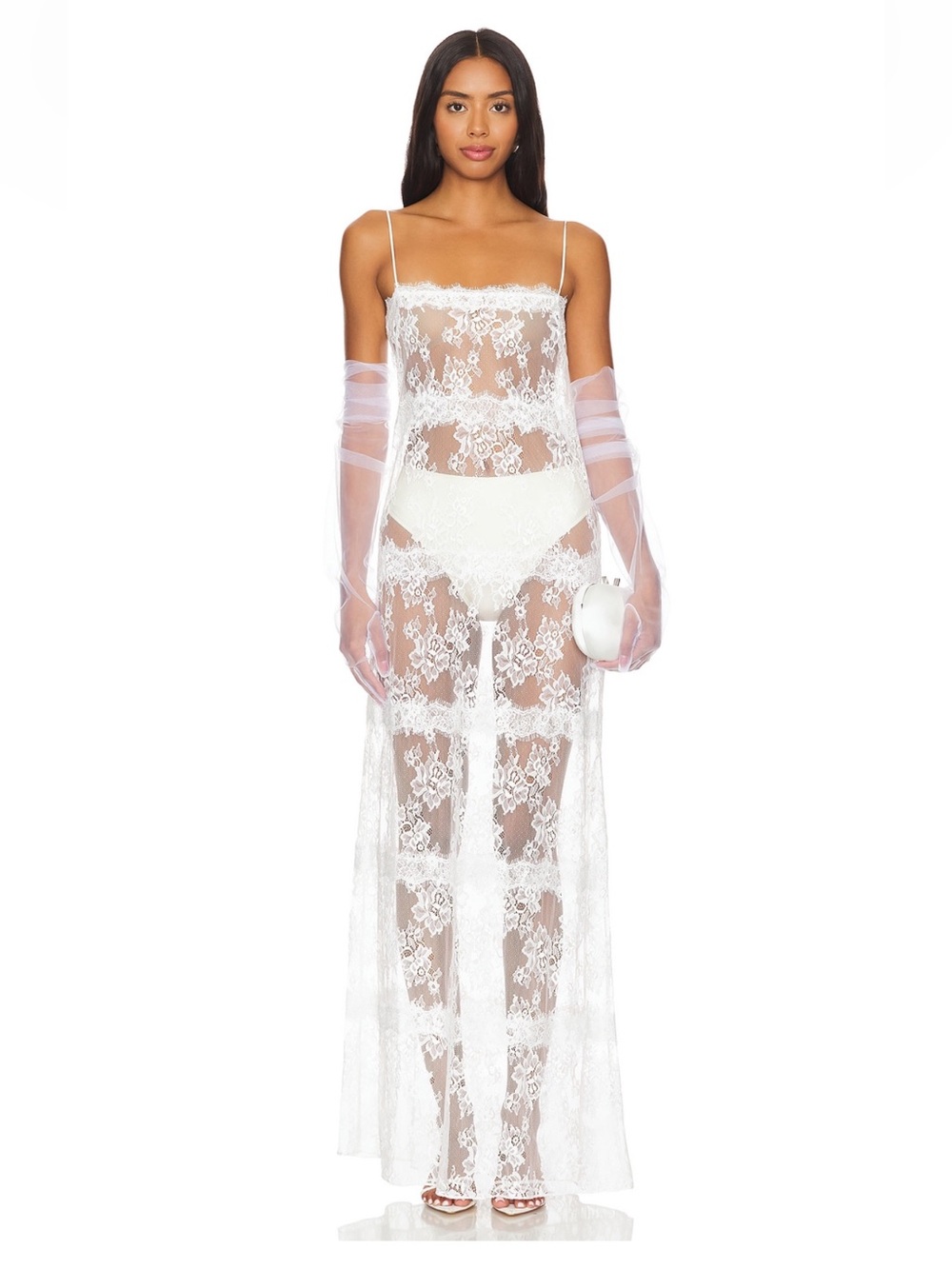 Millie Sheer Maxi Dress in White